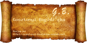 Gosztonyi Boglárka névjegykártya